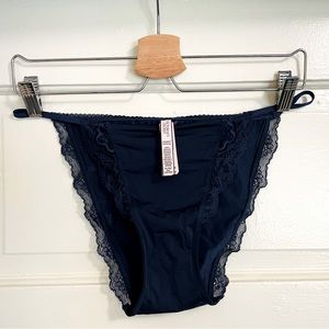 Never Worn! Blue Satin String Bikini Panties